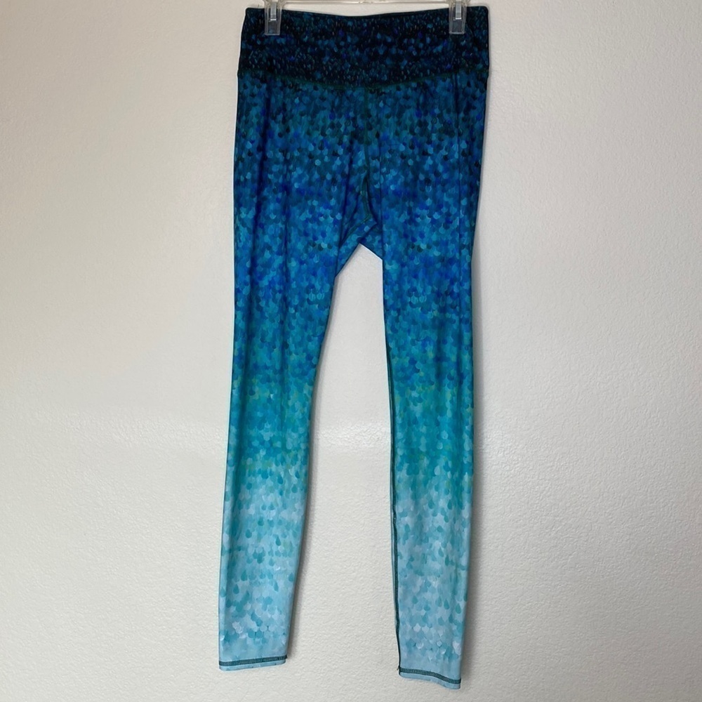 Okiino mermaid scale leggings women’s large green blue